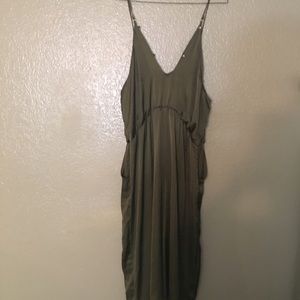 Olive green silky jumpsuit